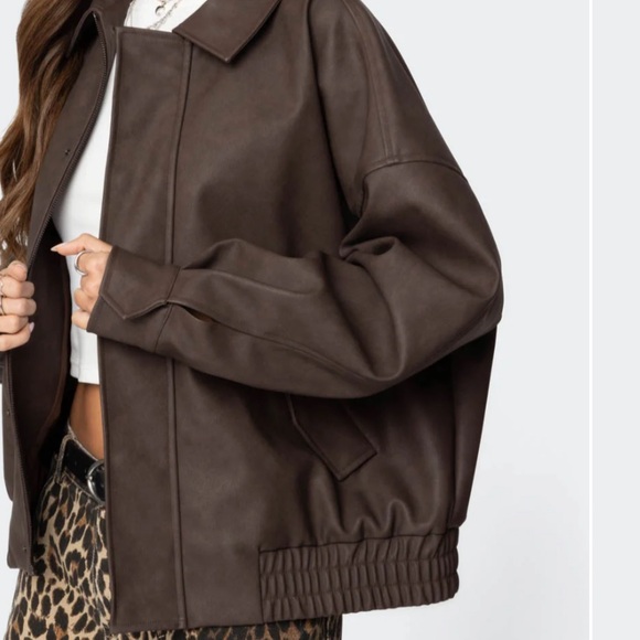 Edikted Mori Oversized Faux Dark
Leather Jacket in size small - Picture 3 of 16